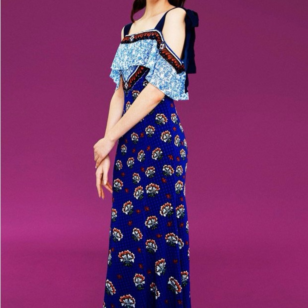 NWT Mary Katrantzou Floral Blue Maxi Dress- 8